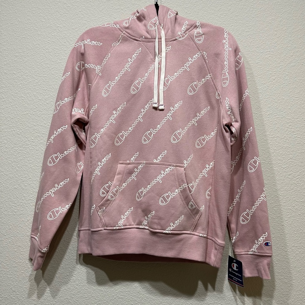 Champion Heritage Logo Pullover Hoodie Dusty Rose Size Medium
